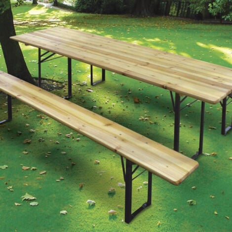 Set Birreria Tavolo e Panche Pieghevoli in Legno Feste Sagre Esterno Verdelook