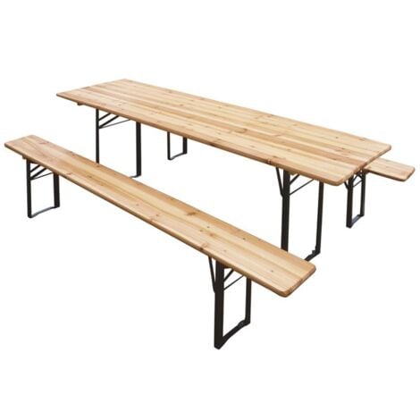 Set Birreria Tavolo e Panche Pieghevoli in Legno Feste Sagre Esterno Verdelook