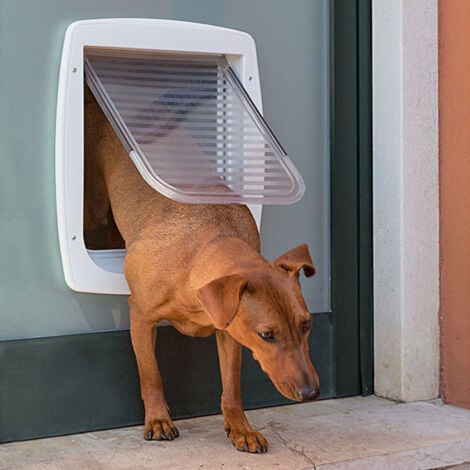 Ferplast SWING 11 Portina per cani taglia media Ferplast SWING 11 con chiusura a 4 vie, indicatore di direzione elettronico e Wind Stopper. . Variante  - Misure: 31 x 9.6 x h 38.4 cm - Bianco
