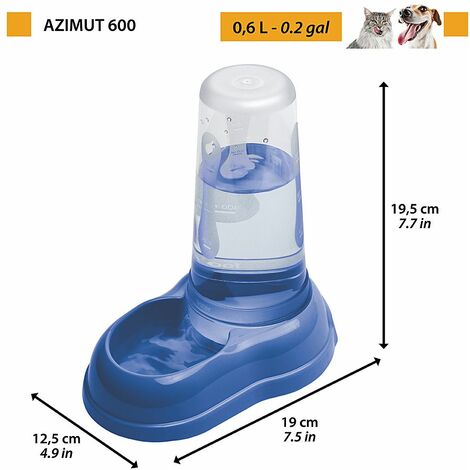 Ferplast AZIMUT Dispenser di crocchette o acqua in vari colori e misure. Variante 600 - Misure: 12.5 x 19 x h 19.5 cm - 0.6 L - Azzurro