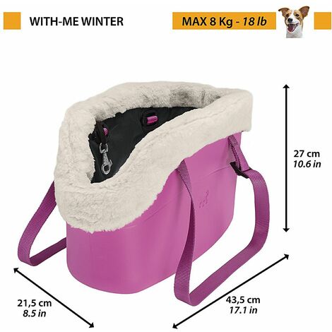 Ferplast WITH-ME WINTER Borsa per cani in resina con rivestimento. 3 colori.. Variante  - Misure: 21.5 x 43.5 x h 27 cm - Nero