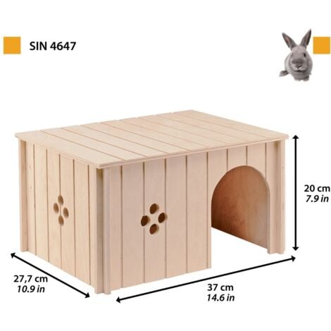 Ferplast SIN 4647 Casetta per conigli Ferplast SIN 4647 in legno FSC  ecosostenibile. Variante SIN 4647 - Misure: 37 x 27.7 x h 20 cm -
