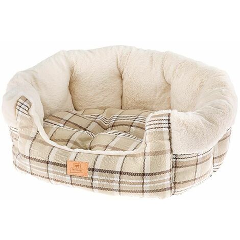 Ferplast ETOILE Divanetto in tessuto e pelliccia ecologica per cani e gatti. Varie misure.. Variante 4 - Misure: 60 x 50 x h 21 cm - Beige