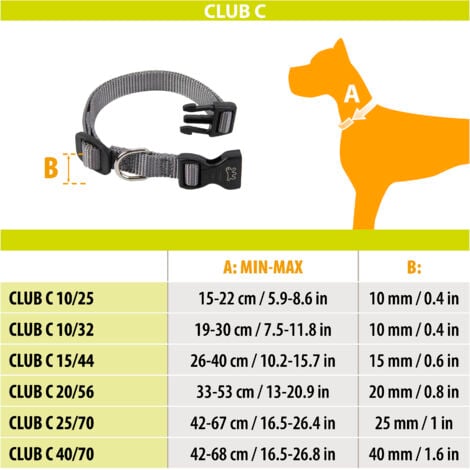 Ferplast CLUB C Collare in nylon per cani, in varie misure e colori. Variante C10/25 - Misure:  - Blu