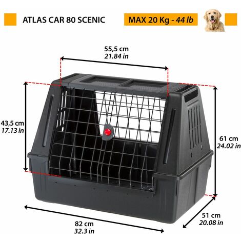 Ferplast ATLAS CAR SCENIC Trasportino per cani da auto. Varie misure.  . Variante 80 - Misure: 82 x 51 x h 61 cm - Nero