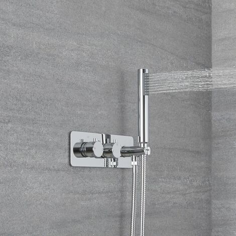Hudson Reed Mirage Miscelatore Doccia Termostatico Rotondo a 2 Vie con Deviatore Integrato e Doccetta