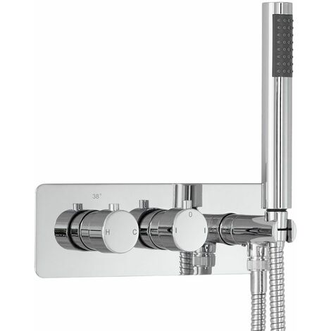 Hudson Reed Mirage Miscelatore Doccia Termostatico Rotondo a 2 Vie con Deviatore Integrato e Doccetta