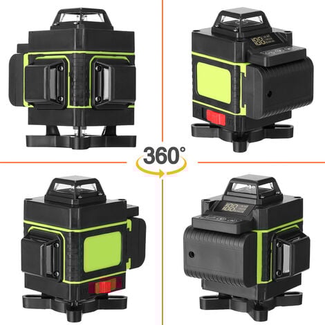 Livella laser con 16 linee laser orizzontali e verticali, autolivellante ≤3°, fornita con telecomando e 2 batterie, treppiede incluso, con visualizzazione della batteria sullo schermo