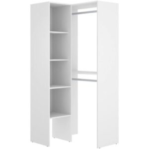 Dmora – Guardaroba grande Arpagone, Struttura per cabina armadio angolare, Mobile appendiabiti aperto ad angolo, 79x88h186 cm, Bianco