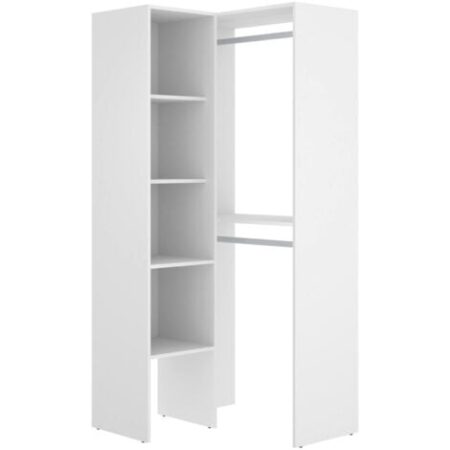 Dmora - Guardaroba grande Arpagone, Struttura per cabina armadio angolare, Mobile appendiabiti aperto ad angolo, 79x88h186 cm, Bianco