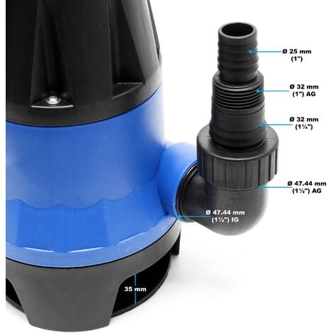 Wiltec Pompa sommersa acque nere 1100 w 15000 l/h Elettropompa a immersione per pozzo giardino