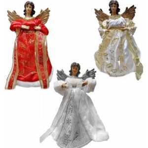 Angelo puntale con pelliccia bianco rosso oro punta per Albero di Natale addobbi Decorazioni H30 cm natalizie casa vetrine – colorigenerali: ORO