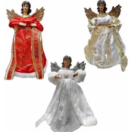 Angelo puntale con pelliccia bianco rosso oro punta per Albero di Natale addobbi Decorazioni H30 cm natalizie casa vetrine - colorigenerali: ORO
