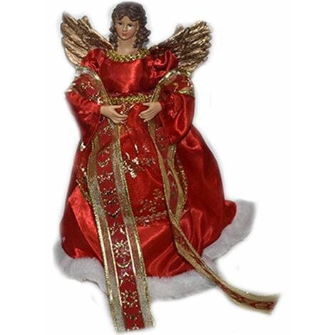 Angelo puntale con pelliccia bianco rosso oro punta per Albero di Natale addobbi Decorazioni H30 cm natalizie casa vetrine - colorigenerali: ORO