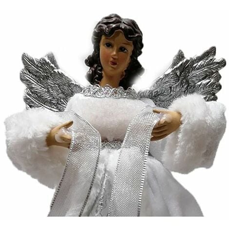 Angelo puntale con pelliccia bianco rosso oro punta per Albero di Natale addobbi Decorazioni H30 cm natalizie casa vetrine - colorigenerali: ORO