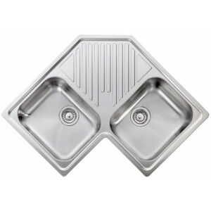 Lavello ILARIA 83×83 2 vasche + gocciolatoio ACCIAIO INOX