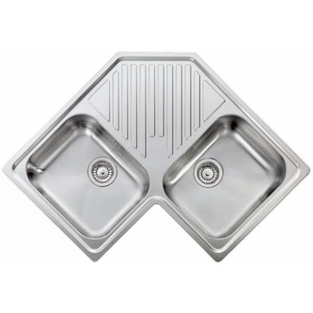 Lavello ILARIA 83x83 2 vasche + gocciolatoio ACCIAIO INOX