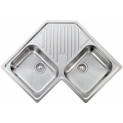 Lavello ILARIA 83x83 2 vasche + gocciolatoio ACCIAIO INOX