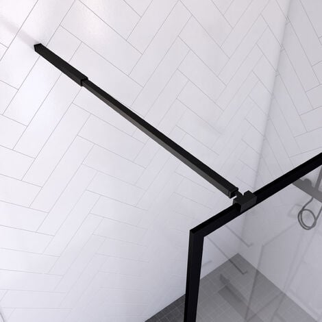 Parete per doccia 140x200cm -Telaio e Barra de supporto Nero Opaco + Piatto 140x80cm -CONTOURING 140