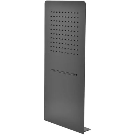 Soffione doccia a sbalzo slim 25x52 cm nero opaco in acciaio inox con cascata