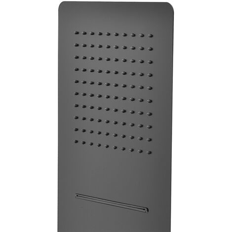 Soffione doccia a sbalzo slim 25x52 cm nero opaco in acciaio inox con cascata