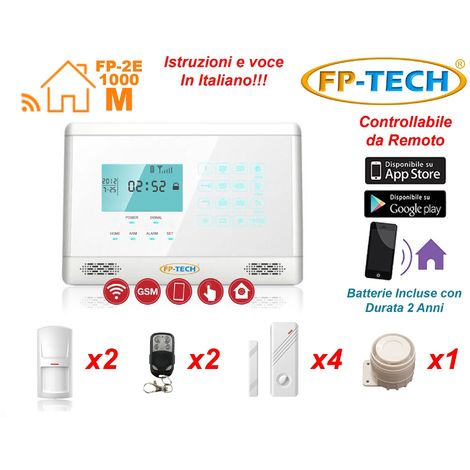 ANTIFURTO ALLARME CASA KIT COMBINATORE GSM WIRELESS SENZA FILI DA CELLULARE APP - M