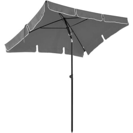 Sombrilla de Jardín Rectangular, Parasol, Protección Solar, Mecanismo de Inclinación, Toldo de Poliéster con Bolsa de Transporte, para Jardín, Balcón, Patio, Base no Incluida, Gris