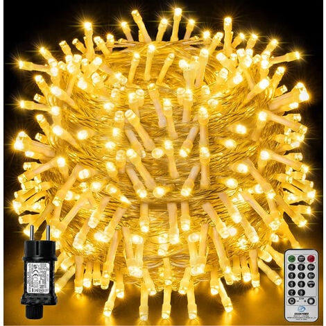 Luci a stringa natalizie a LED 100M 1000 LED IP44 impermeabili con telecomando 8 modalità Decorazione per feste per matrimoni natalizi Bianco caldo