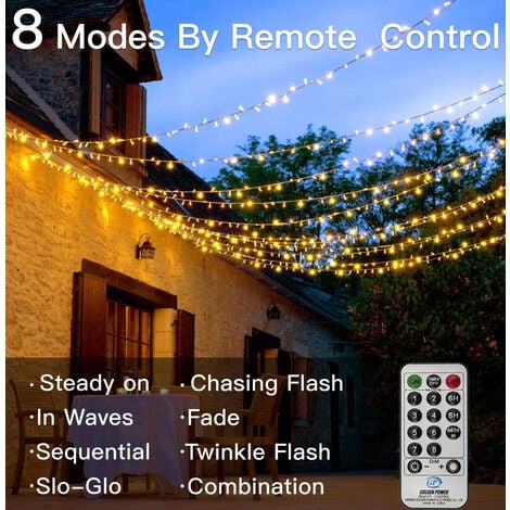 Luci a stringa natalizie a LED 100M 1000 LED IP44 impermeabili con telecomando 8 modalità Decorazione per feste per matrimoni natalizi Bianco caldo