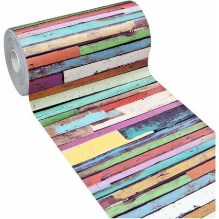 Tappeto Cucina Gomma Pvc Corsia Antiscivolo Lavabile Antimacchia Listelli Legno Colorati - 51x360 Cm