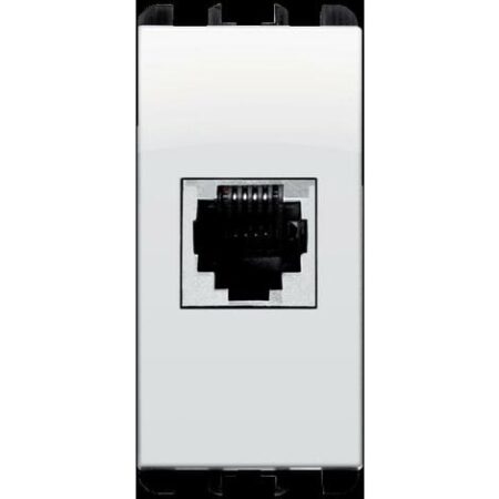 Presa telefonica rj11, 6 posizioni, 4 contatti (6/4), morsetti ad innesto rapido, 1 modulo, bianco urmet 10411.b