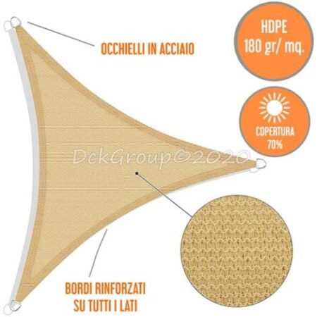 VELA OMBREGGIANTE TRIANG. ECRU' 5,0X5,0X5.0 MT PAPILLON