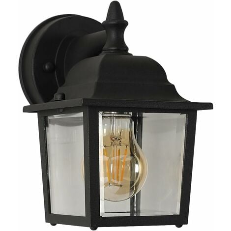 COMELY Farol de Pared para Exteriores, Aplique de Pared para Exteriores Impermeable, lámpara de Pared para Puerta de Entrada, lámpara de Porche con Casquillo E27 para Entrada, Negro, Longitud 21 cm (s