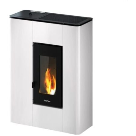 stufa a pellet slim ermetica freepoint "atrium" bianco 5,2 kw
