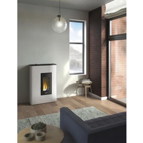 stufa a pellet slim ermetica freepoint "atrium" bianco 5,2 kw