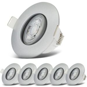 B.K.Licht – Set di 6 faretti LED da incasso 230V, faretti LED orientabili per il bagno IP65, faretti LED da soffitto, faretti LED, faretti da soffitto, lampada da bagno, 9 x 4,2 cm (DxH), cromo opaco