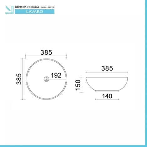Lavabo da appoggio a ciotola 38,5 cm nero opaco in ceramica  Espeon