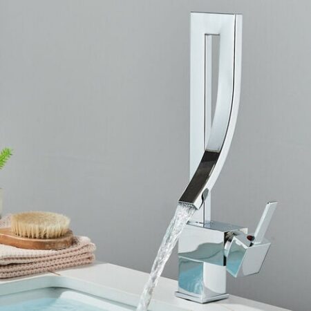 Rubinetto Bagno Lavabo Alto Cromato Onyzpily Rubinetto Miscelatore con Girevole Bocca Spruzzatore per Lavabo a Freddo e Caldo con Monocomando Rubinetto Alto Moderno