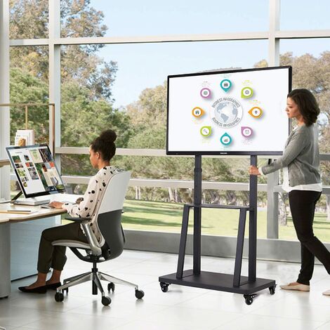 Porta TV Supporto TV con Ruote da Pavimento per Schermi 32-80 Pollici Max VESA 600x400mm Portata Max 65kg
