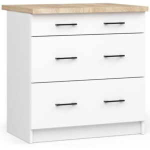 Mobile cucina modulare con piano di lavoro AKORD OLIWIA Bianco 80 cm 3 cassetti 80x46x85 cm