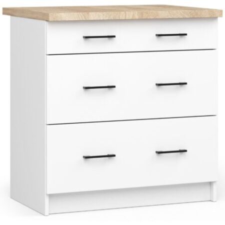 Mobile cucina modulare con piano di lavoro AKORD OLIWIA Bianco 80 cm 3 cassetti 80x46x85 cm