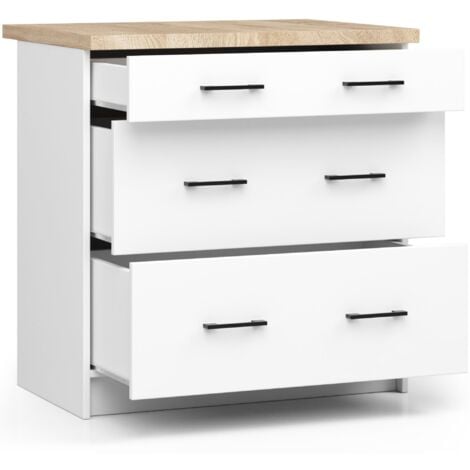 Mobile cucina modulare con piano di lavoro AKORD OLIWIA Bianco 80 cm 3 cassetti 80x46x85 cm