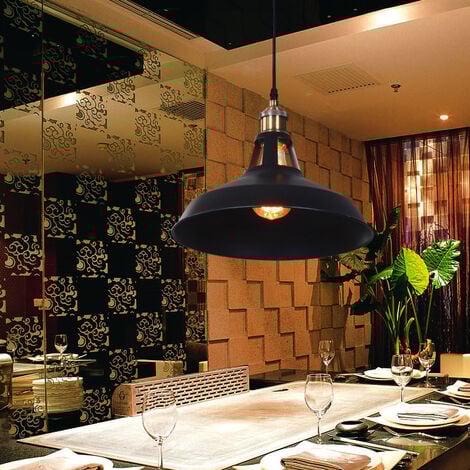 3X Lampada a Sospensione, Vintage Lampada da Soffitto con Paralume in Metallo, Industriale Stile Illuminazione Supporto Edison E27 per Corridoio Cucina Isaland Camera da Letto Scala (Nero)