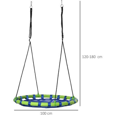 Outsunny Altalena da Giardino per Bambini 3-8 Anni Ø100cm e Corde Regolabili