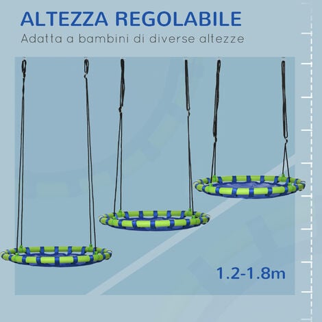 Outsunny Altalena da Giardino per Bambini 3-8 Anni Ø100cm e Corde Regolabili