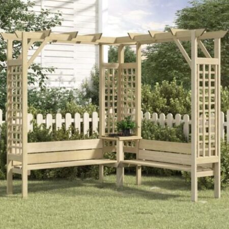 Pergola Angolare con Panca in Legno di Pino Impregnato vidaXL 497696