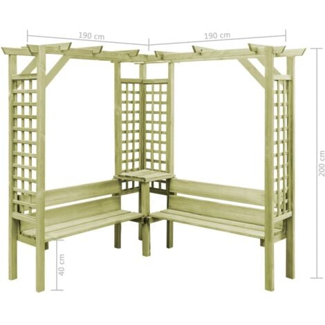 Pergola Angolare con Panca in Legno di Pino Impregnato vidaXL 497696
