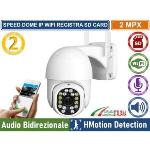 TELECAMERA WIFI IP MINI SPEED DOME DA ESTERNO IP66 2 MPX 1080P REGISTRA SU SD CARD ONVIF