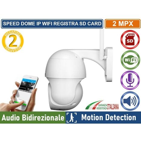 TELECAMERA WIFI IP MINI SPEED DOME DA ESTERNO IP66 2 MPX 1080P REGISTRA SU SD CARD ONVIF