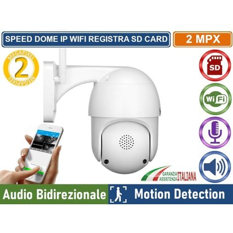 TELECAMERA WIFI IP MINI SPEED DOME DA ESTERNO IP66 2 MPX 1080P REGISTRA SU SD CARD ONVIF